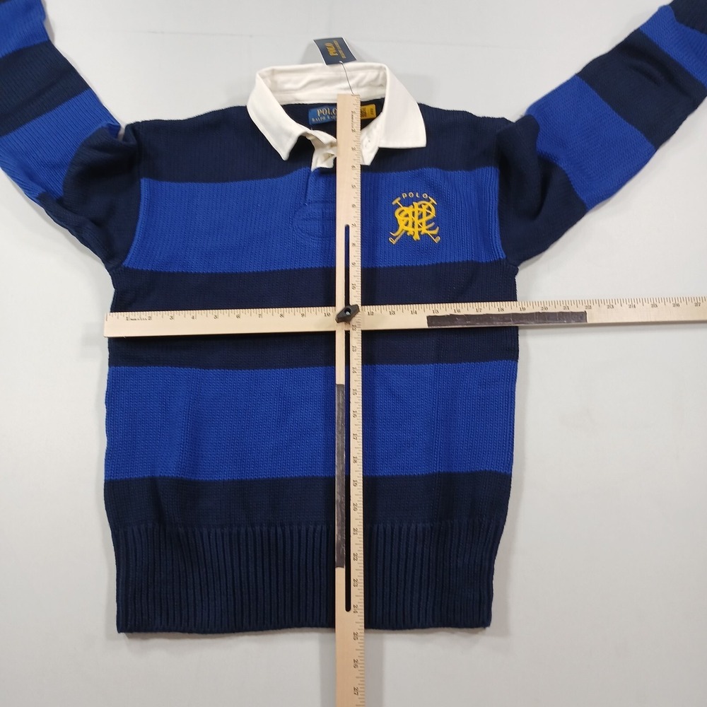 Polo Ralph Lauren Striped Rugby Sweater Mens XS Royal Combo Cotton $298 NEW - Picture 7 of 12
